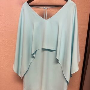 Trina Turk Aqua Blue V-Neck Dress with Capelet